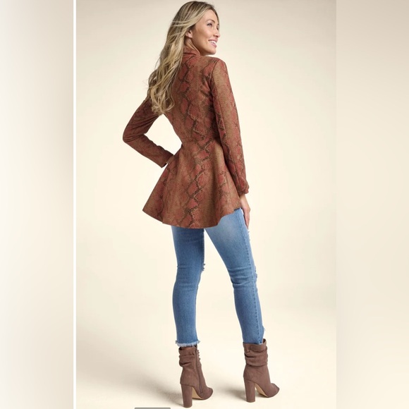 Python Print Hi-Low Faux Suede Jacket by Venus - Picture 3 of 7